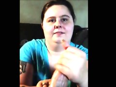 Happy chunky milf stroking and cumshot